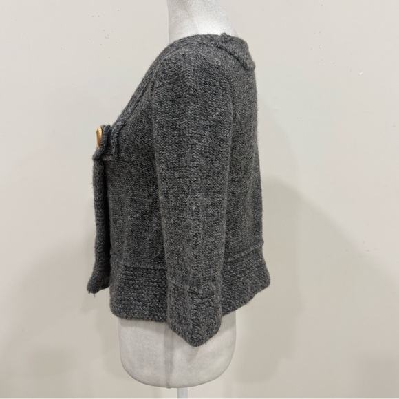 Free People Sweater Womens Gray 3/4 Sleeve Crop Preppy Academia Wool Blend M - Picture 2 of 7